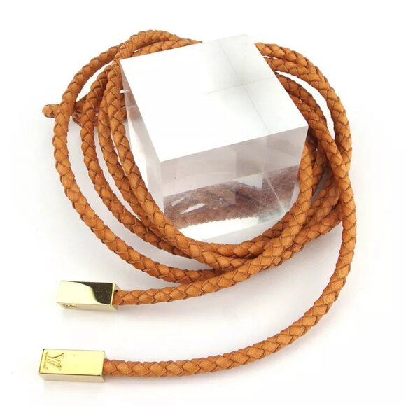 Louis Vuitton belt weave beige leather ?~ gold metal fittings used T17632 main image 4